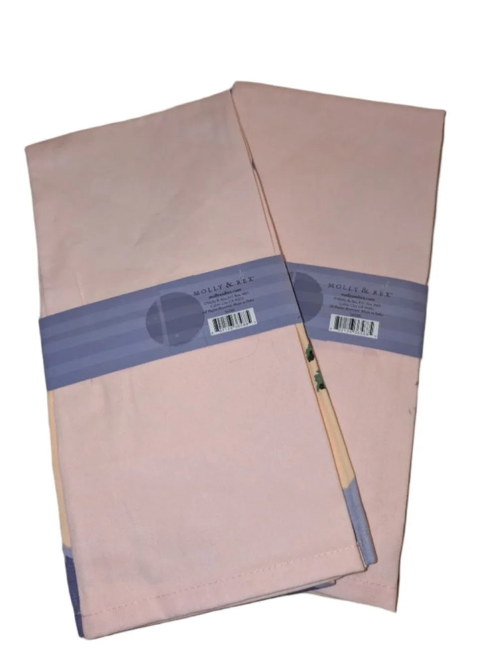 Molly & Rex Pink & Blue Living The Dream Cotton Tea Towel, Set of 2, 19.5x27.5